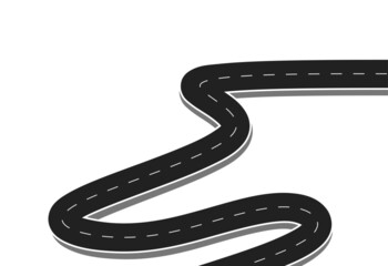 Roadway journey to the future. Asphalt street isolated on white background. Symbols Way to the goal of the end point. Path mean successful business planning Suitable for advertising and presentstation