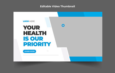 Medical and healthcare video cover thumbnail template and web banner. Video cover photo for social media - obrazy, fototapety, plakaty