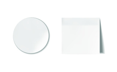 Vector set of white paper pieces isolated on white background, Note paper, sketchbook paper, blank frames.
