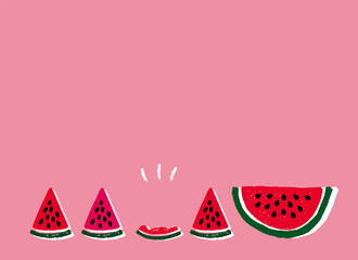 可愛いスイカの手描きイラスト。