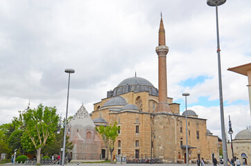 Fototapeta na wymiar Historical Serafeddin Mosque in Konya Province of Turkey built in XII century by Seljuks.