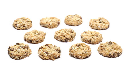 Muesli cookies, granola biscuits with peanuts, raisins and sunflower seeds