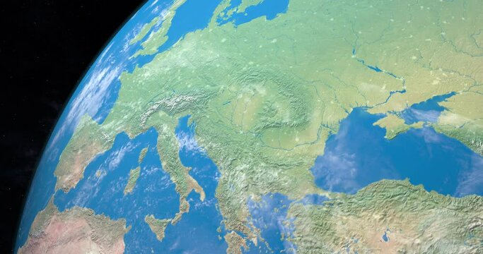 Volga river in planet earth, aerial view from outer space