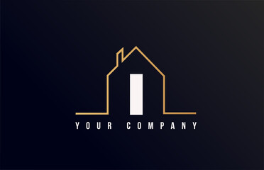 Naklejka premium I house alphabet letter icon logo design. House real estate for company and business identity with line contour of a home