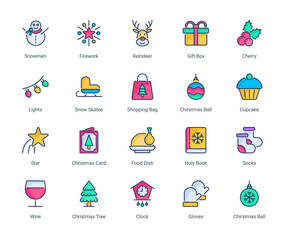 Merry Christmas Filled Icons - Stroked, Vectors