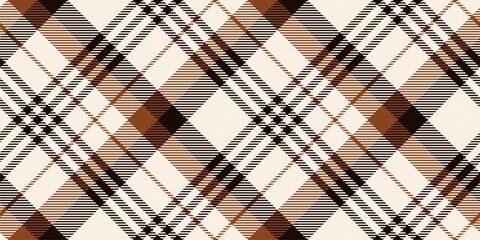 plaid fabric repeatable texture brown and black checkered diagonal stipes on beige for gingham, tablecloths, shirts, tartan, clothes, dresses, bedding, blankets, costume - 428980105