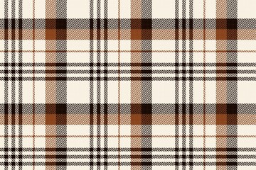 plaid fabric seamless texture brown and black checkered stipes on beige for gingham, tablecloths, shirts, tartan, clothes, dresses, bedding, blankets, costume - 428980114