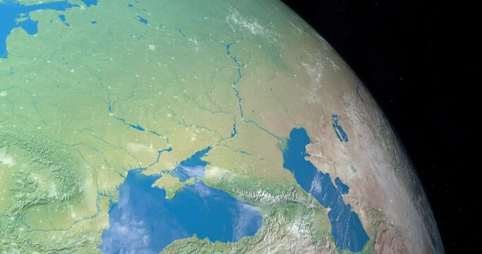 Ural river in planet earth from outer space
