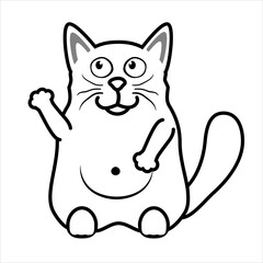 Funny fat cat on hind legs for greeting card design t-shirt print or poster