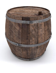 Obraz premium Wooden wine barrels on a white background. 3D render