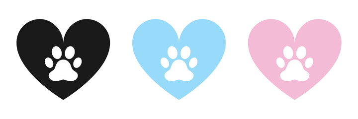 Animal paw icons set. Flat design. Vector illustration. © Andrii