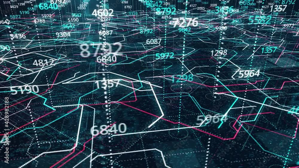 Aufkleber data processing in circuit board abstract server. animation. technological background with big data 