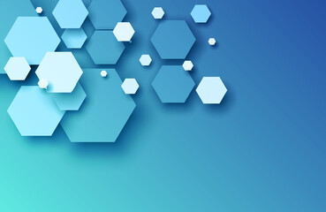 blue background with hexagons  clear for a business presentation.
