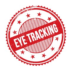 EYE TRACKING text written on red grungy round stamp.
