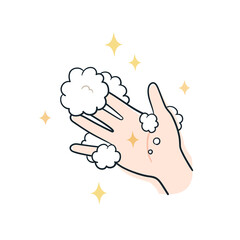 清潔な右手と泡