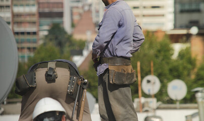 construction workers, workers in their working day with work clothes