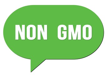 NON  GMO text written in a green speech bubble