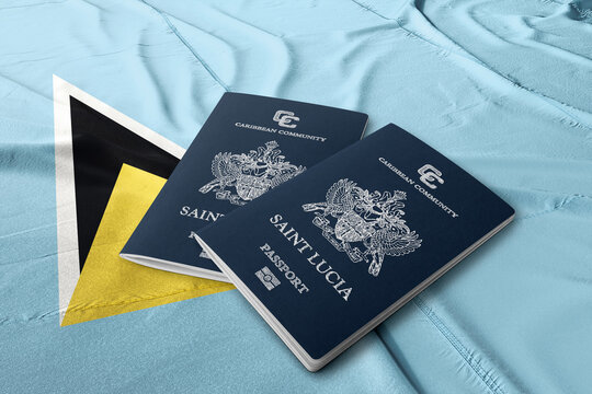 Saint Lucia passport on the flag of Saint Lucia, Caribbean countries
