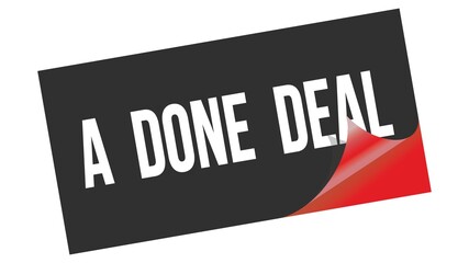 A  DONE  DEAL text on black red sticker stamp.