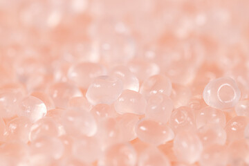 Set of polypropylene raw material in white balls.