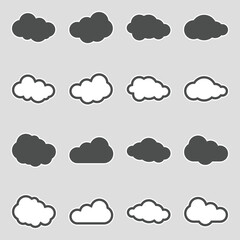Clouds Icons. Sticker Design. Vector Illustration.
