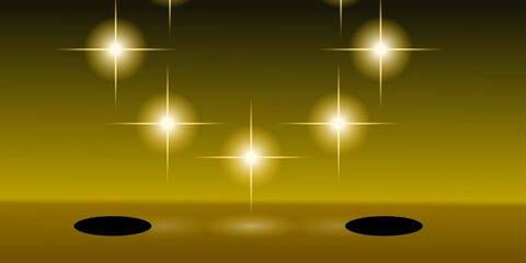 A group of stars or flares composing a circular shapes and projecting their light in the floor. Digital illustration