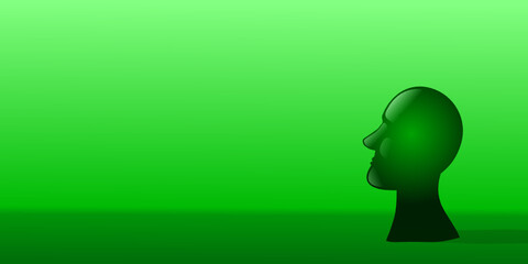 A green bust sculpture looking at left direction. Vector illustration