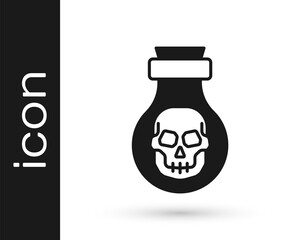 Black Poison in bottle icon isolated on white background. Bottle of poison or poisonous chemical toxin. Vector