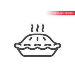 Hot pie line vector icon. Outline, editable stroke.