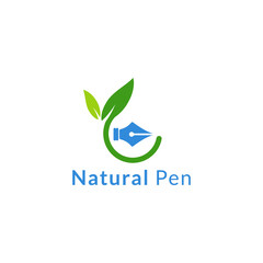 Natural Creative Pen logo design vector template