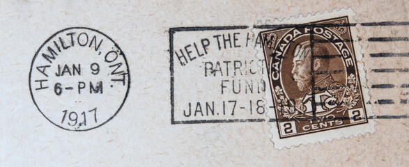 briefmarke stamp gestempelt used frankiert cancel vintage retro alt old slogan werbung help the...