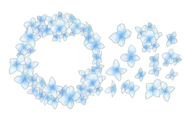 水彩風の水色の花のイラスト