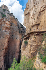 Fototapeta na wymiar Royal Trail (El Caminito del Rey) in Gorge of the Gaitanes Chorro, Malaga province, Spain.