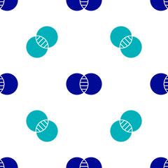 Fototapeta premium Blue Mathematics sets A and B icon isolated seamless pattern on white background. Symmetric difference. Vector