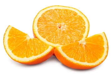 cut of orange isolated on white background. clipping path