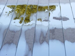 wet wooden board of floor after rain