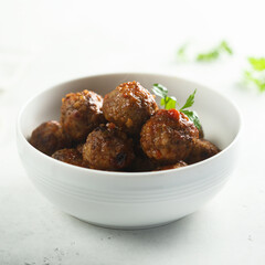 Traditional homemade meatballs with tomato sauce