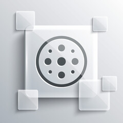 Grey Sewing button for clothes icon isolated on grey background. Clothing button. Square glass panels. Vector