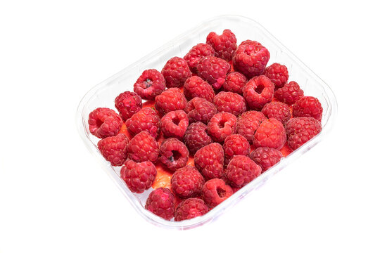red raspberries on a white isolated background