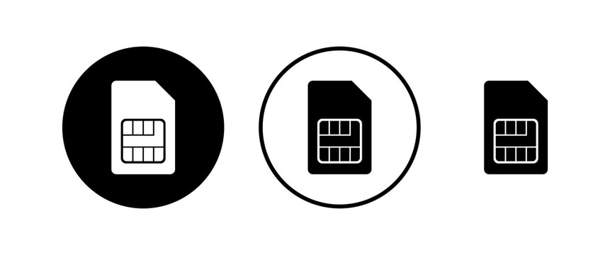 Sim card icons set vector. Mobile slot icon. Mobile cellular phone sim card chip.