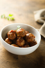 Traditional homemade meatballs with tomato sauce