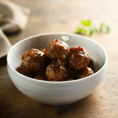 Traditional homemade meatballs with tomato sauce
