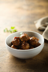 Traditional homemade meatballs with tomato sauce