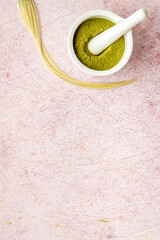 Herbal henna or mehandi powder for hair coloring or tattoo on hands