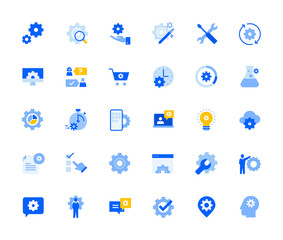 Settings and preferences icons set for personal and business use. Vector illustration icons for graphic and web design, app development, marketing material and business presentation. 