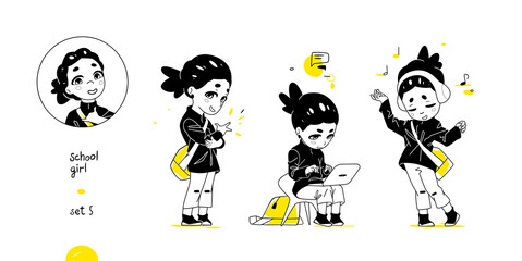 School Girl Collection with Different Poses
