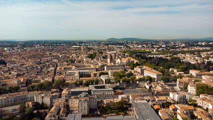 Fototapeta na wymiar Ville de Montpellier vue du ciel - Centre ville drone