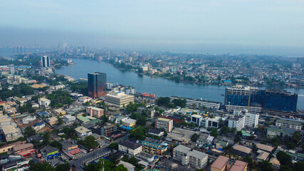 Fototapeta na wymiar Aerial landscape of Victoria Island Lagos Nigeria
