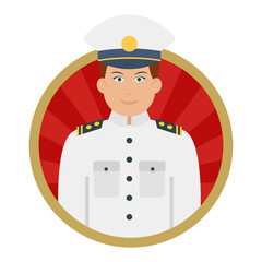Navy Officer Concept, trained military leaders Vector Round Icon Design, Professional uniform Symbol on White background, Labor Day people Stock illustration, Marine character occupations sign