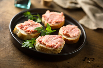 Traditional German pork pate on toast